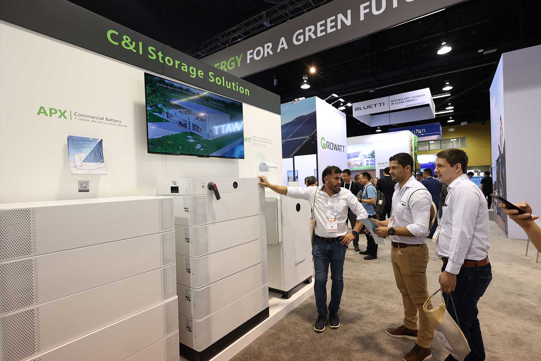 Growatt C&I storage solution display at RE Plus 2024