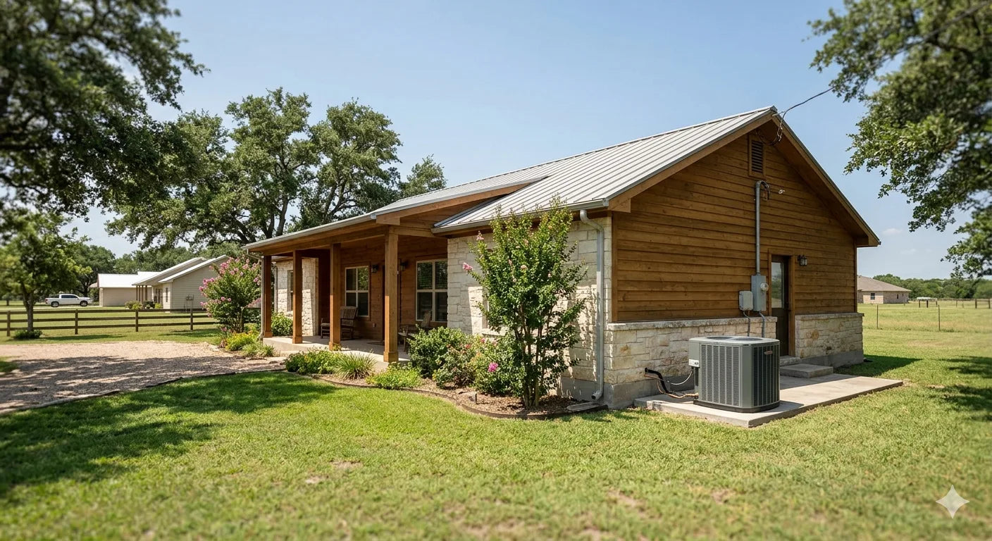 Texas ranch home with HVAC equipment for critical load backup