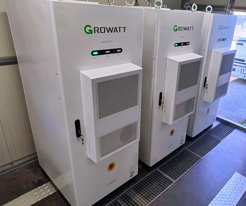 Indoor Growatt WIT and AXE commercial battery retrofit installation